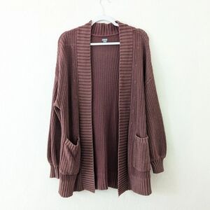 Aerie Burgundy Chunky Knit Oversized Open Front Cardigan Sweater Size XS/S